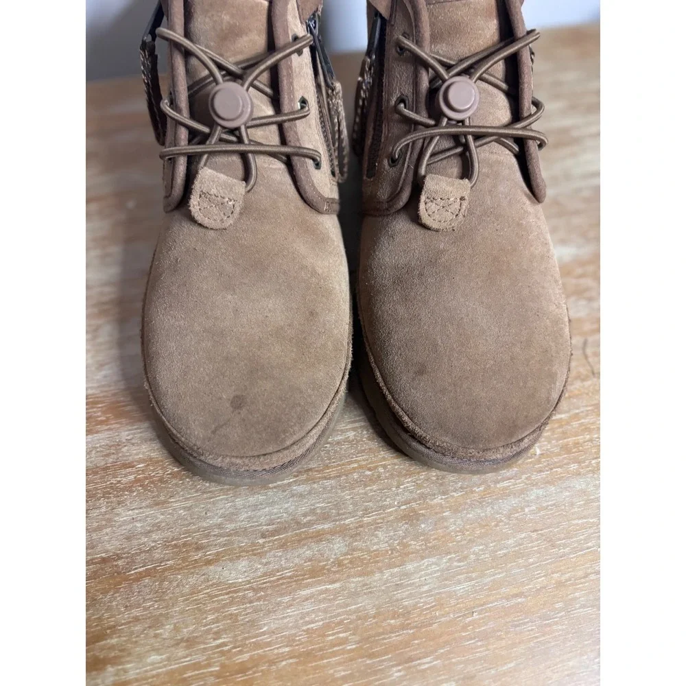 UGG Neumel Zip Suede Chukka Boots Brown Toggle Lace Side Zip Mens 1112481